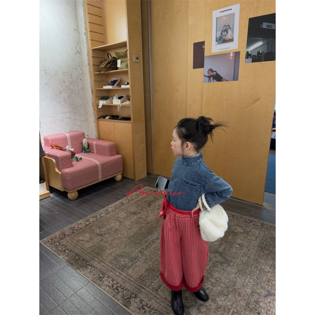 Aoo·25冬~格子棉布裤25D58072（童装汉服）玫红