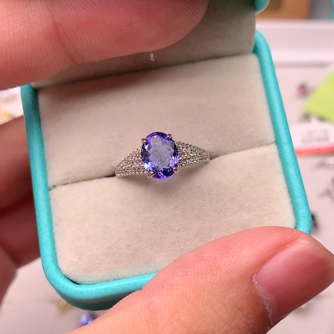 坦桑石戒指银S925镶嵌