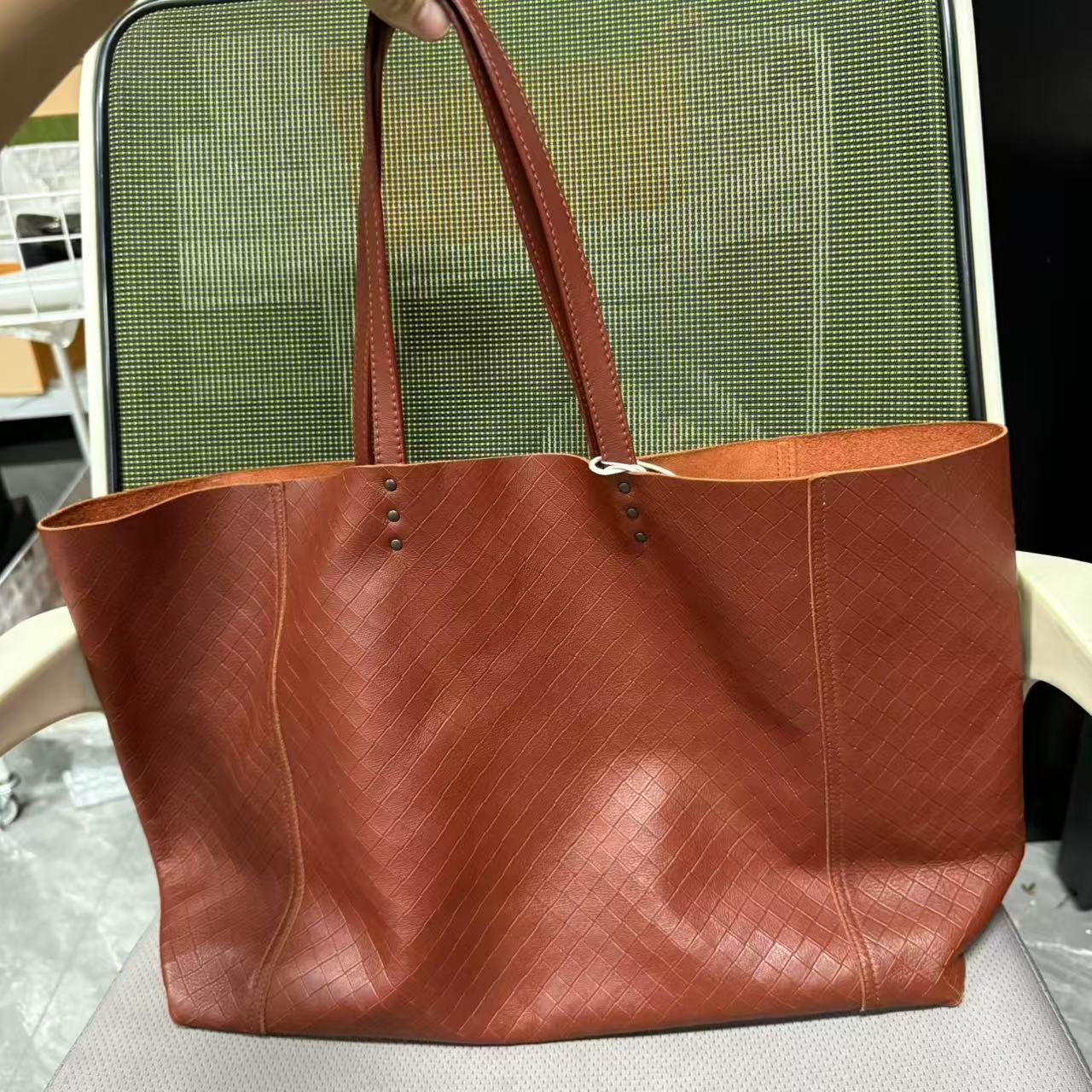 95新 BOTTEGA VENETA/葆蝶家 橙色编织托特包