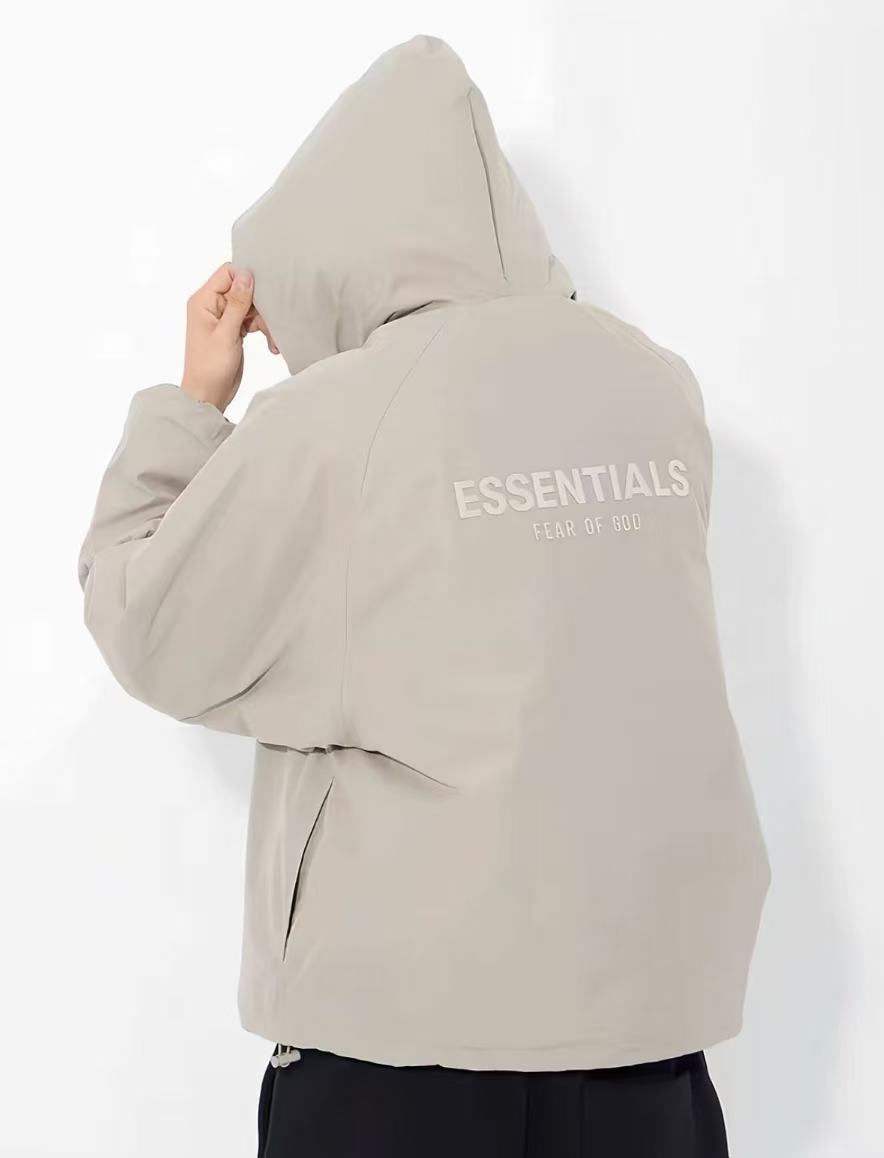 SS23 Essentials Fullzip Jacket Seal 纯色连帽拉链加绒重磅棉服