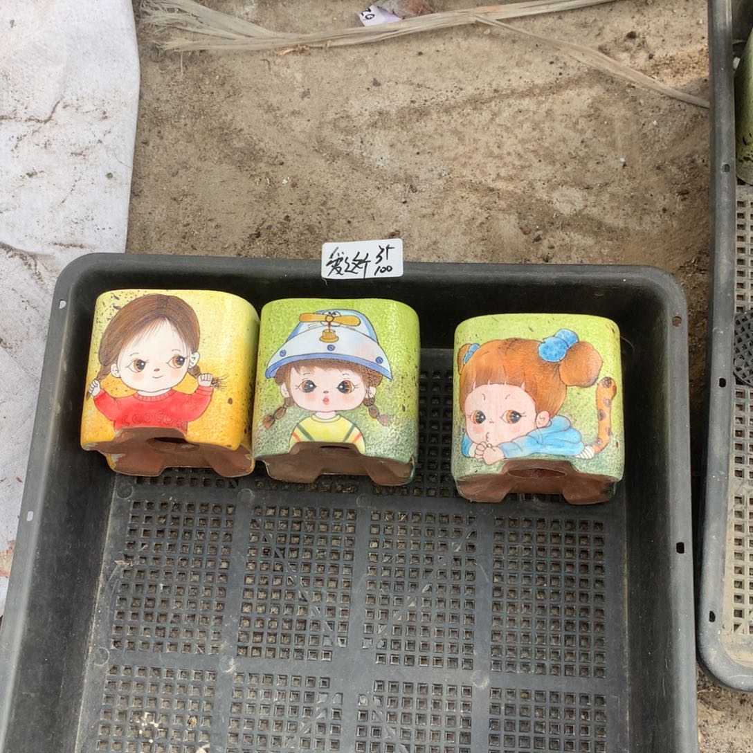 爱这个3个手绘盆100元