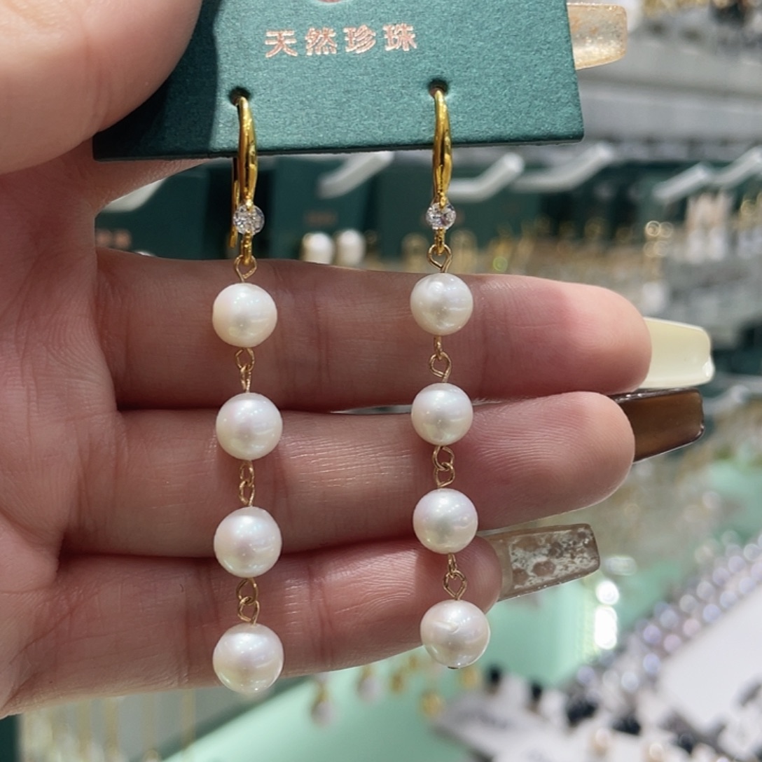 淡水珍珠耳饰银S925镶嵌