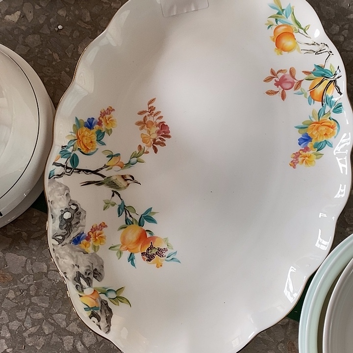 瓷杨****子AN石榴花开异型花盘一个