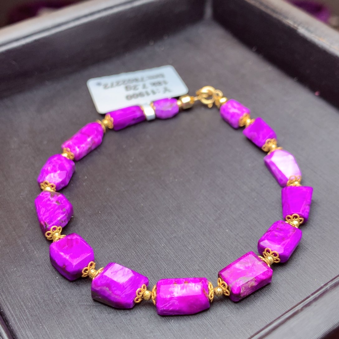 苏纪石（舒俱来）丝绒手链18K金镶嵌