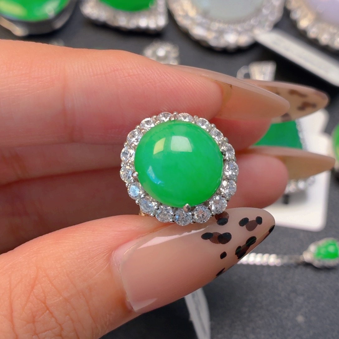 翡翠银S925镶嵌吊坠(不含链)