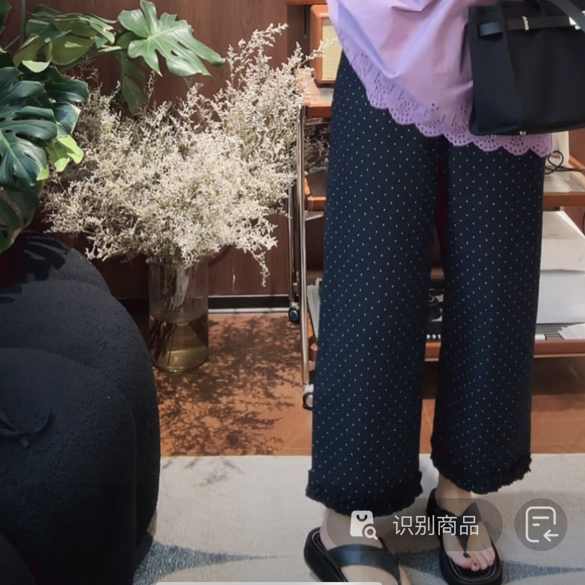 HUAYEJIA波点荷叶边吊脚裤宽松阔腿裤裤子