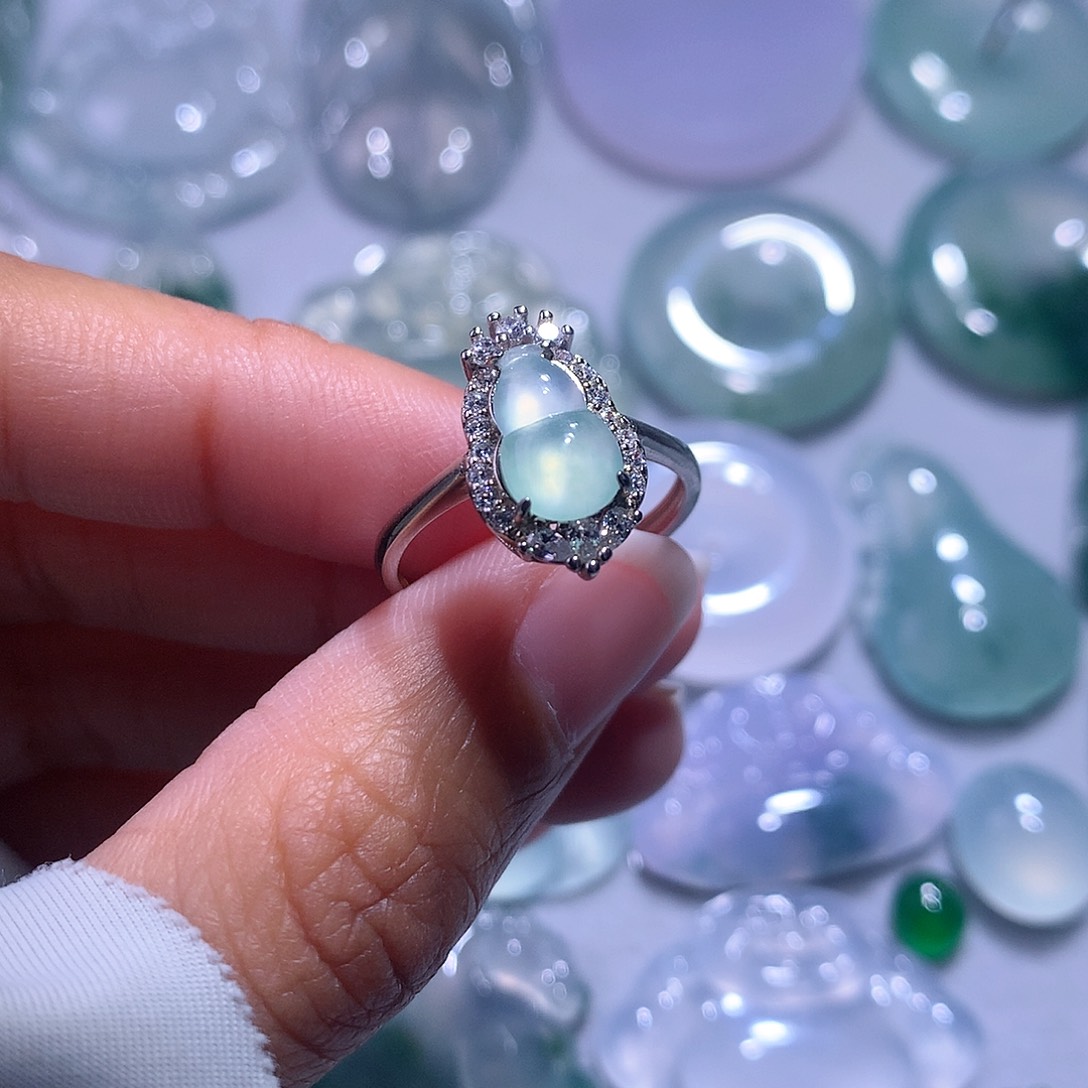 【闪购商品】翡翠颈饰银S925镶嵌葫芦戒指