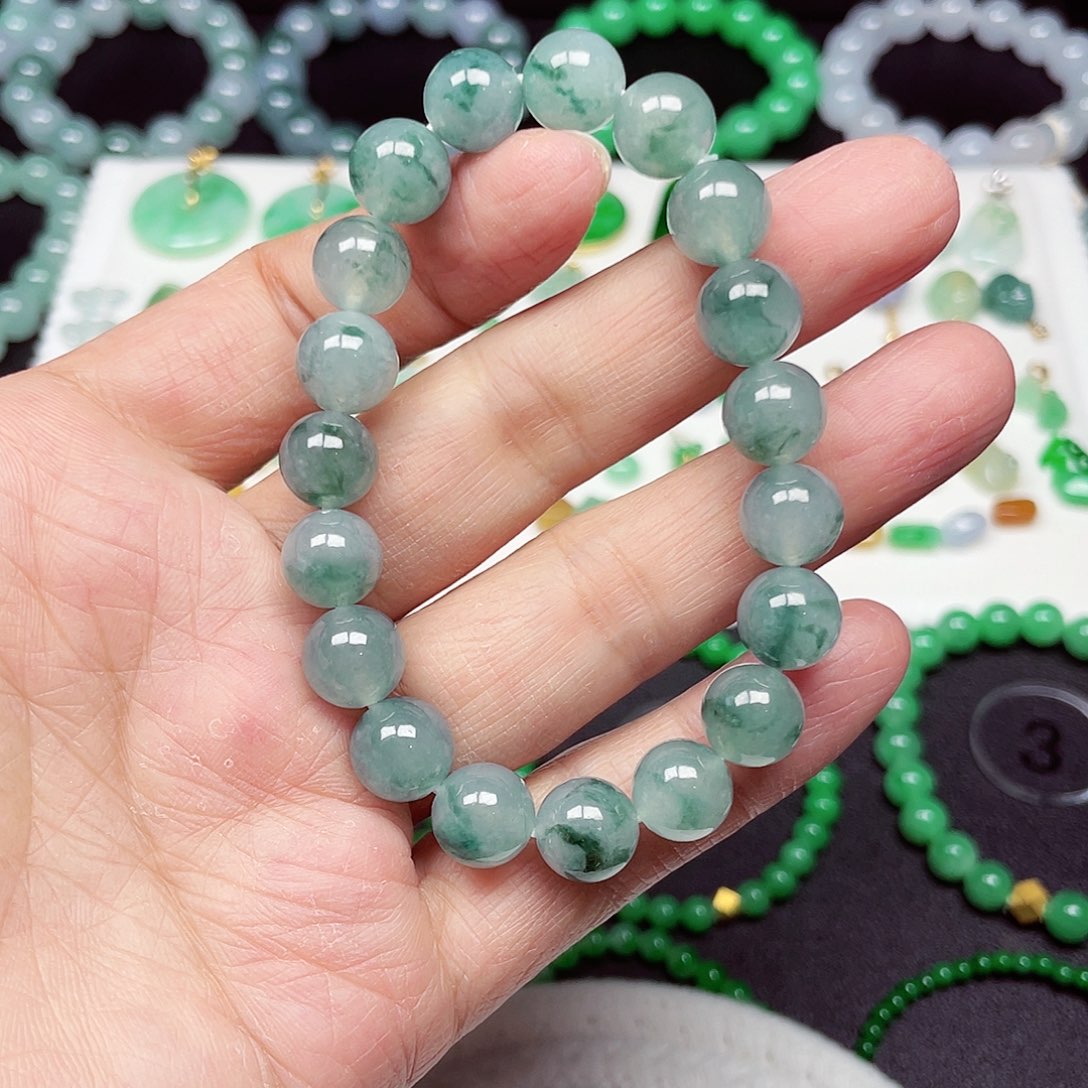 翡翠未镶嵌手链天然缅甸翡翠A货卡10