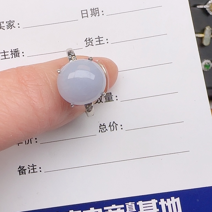 翡翠戒指银S925镶嵌缅甸a货翡翠戒指s925银镶
