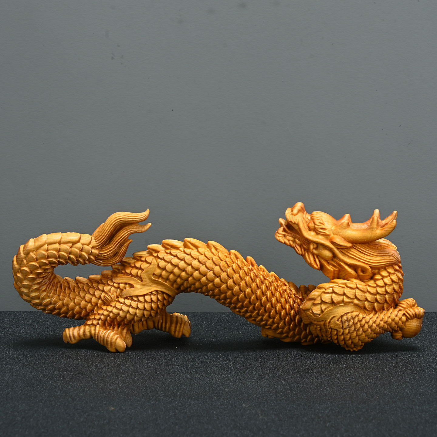 崖柏木龙行天下摆件长20cm生肖龙实木雕刻祥龙摆设办公客厅装饰品
