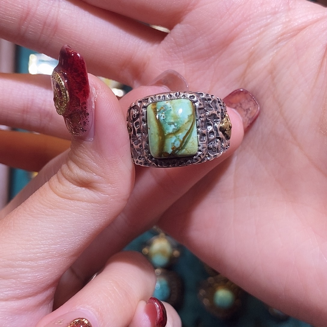 绿松石戒指银S925镶嵌C*戒指