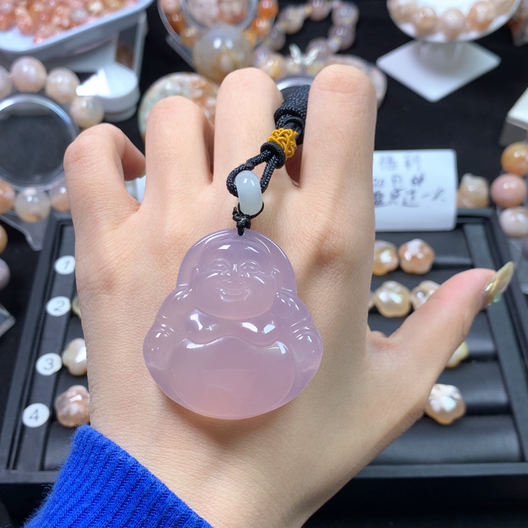 玛瑙/玉髓项圈未镶嵌紫冰笑脸佛