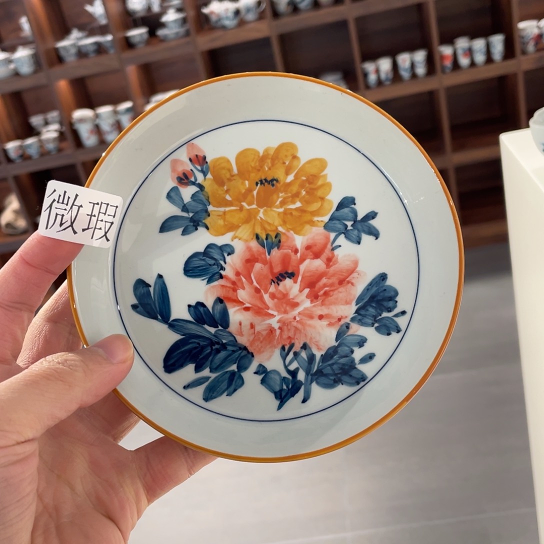 釉下手绘茶具微瑕