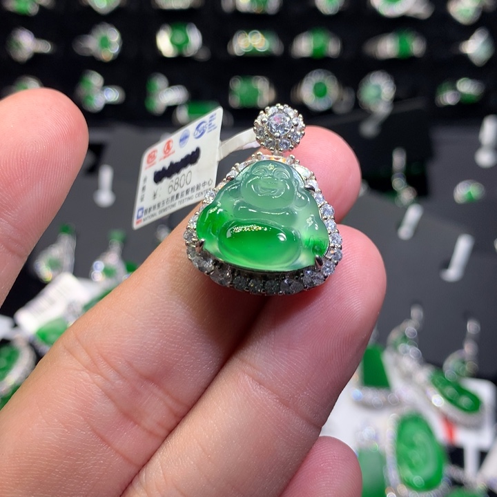 【闪购商品】翡翠颈饰18K金镶嵌佛公