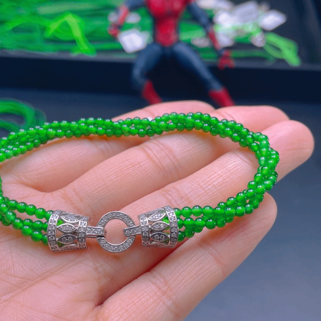 翡翠项链银S925镶嵌，1