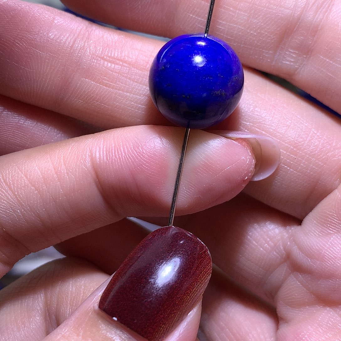 青金石未镶嵌天然原矿单圆珠1 4．6 m