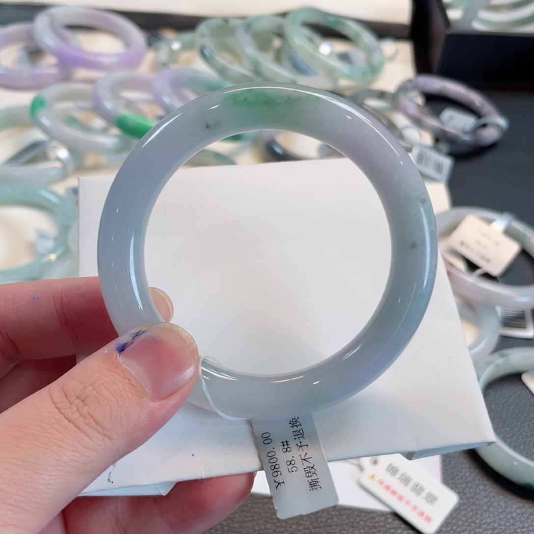 翡翠未镶嵌手镯54号 58.8圆条