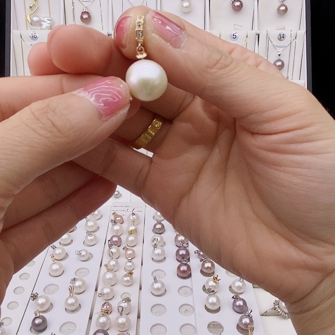 银S925镶嵌淡水珍珠吊坠(不含链)