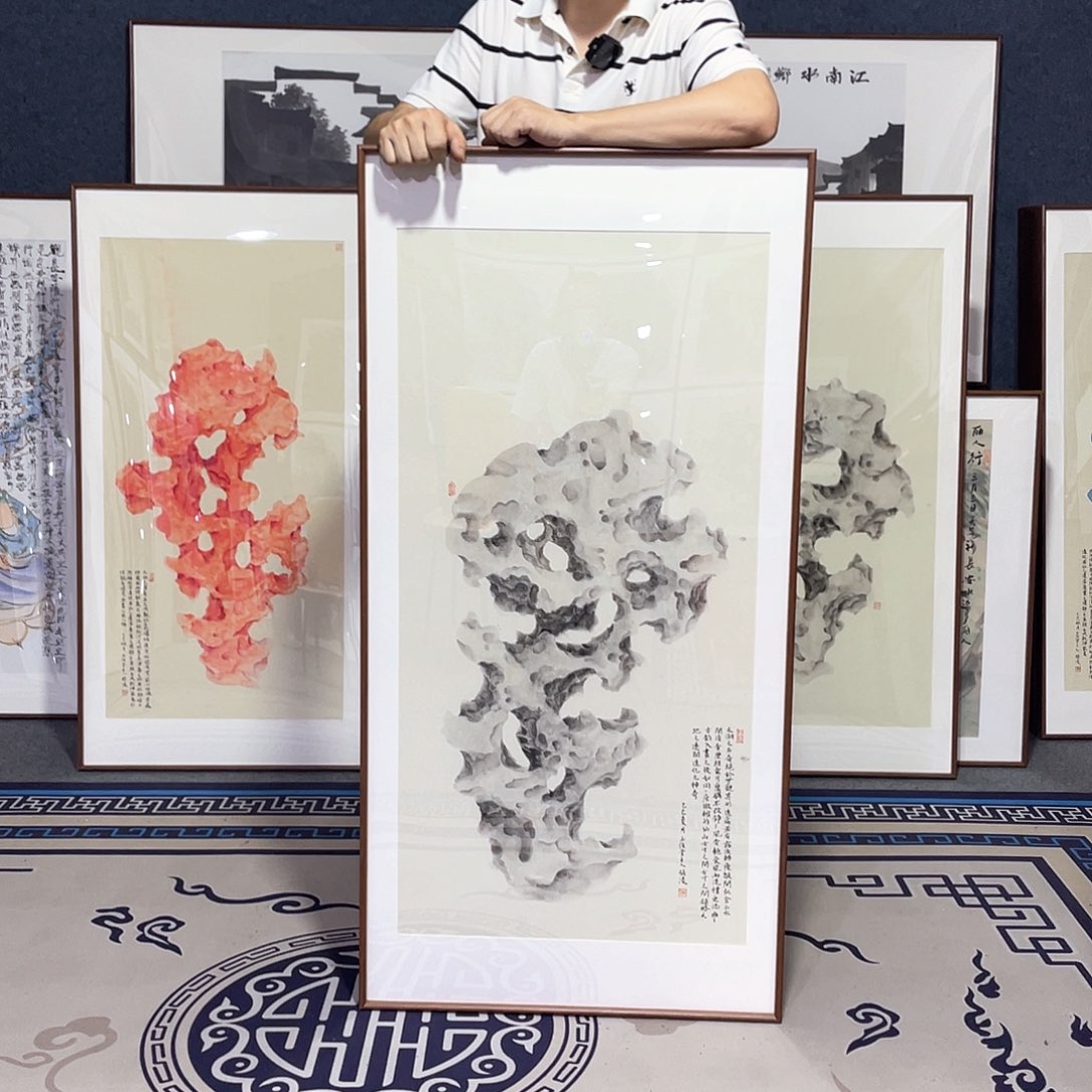 国画手绘画作品带框60/120