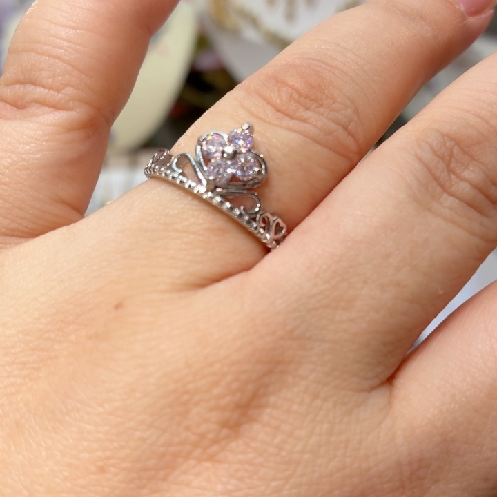 银S925镶嵌合成钻石粉色