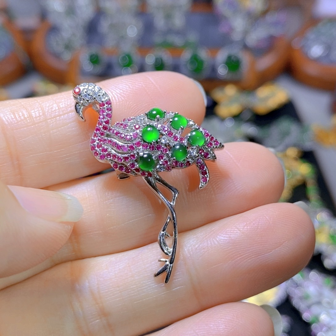 翡翠颈饰银S925镶嵌天然翡翠