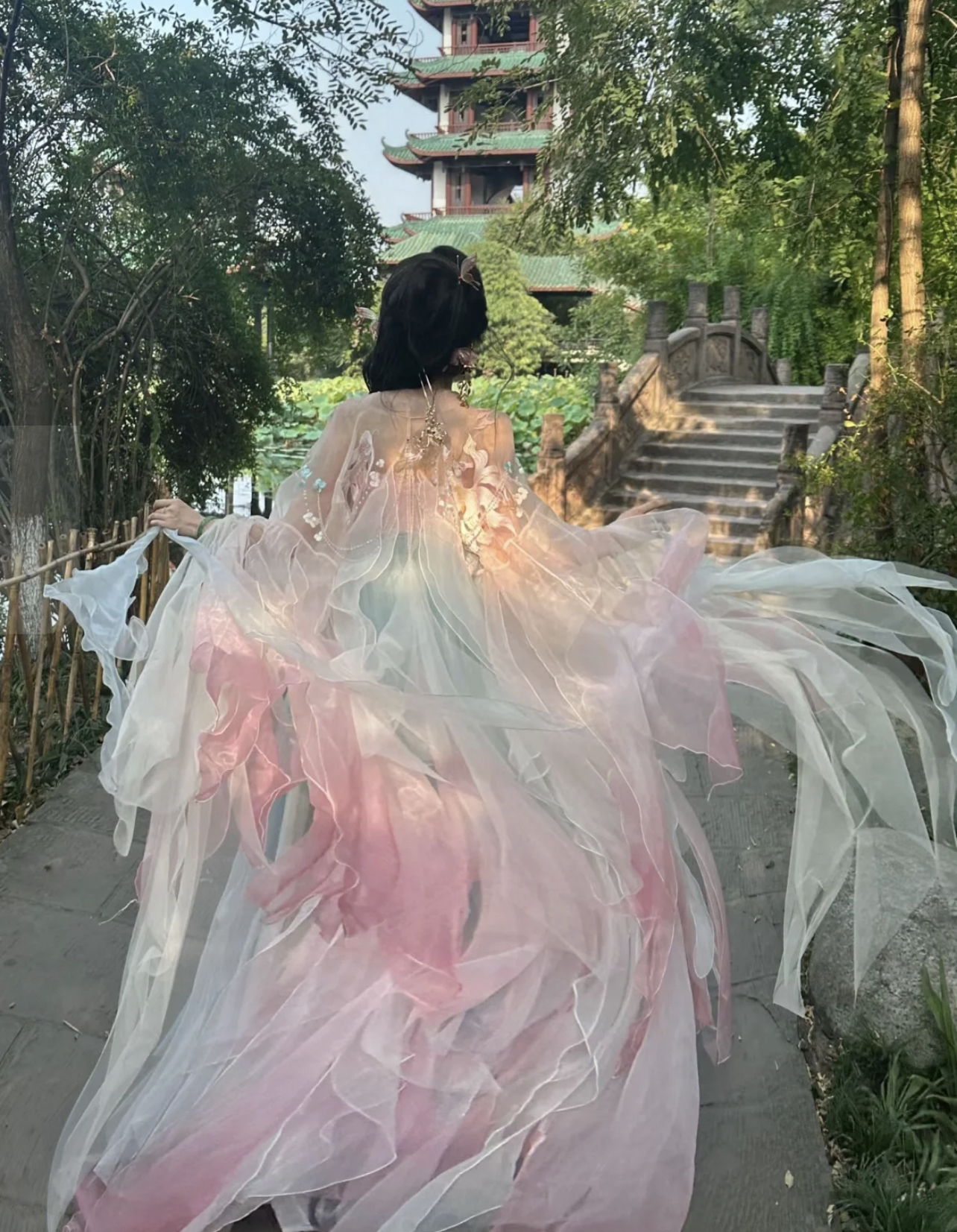 粉人鱼姬锦鲤系列神话汉服重工刺绣齐胸大袖超仙套装