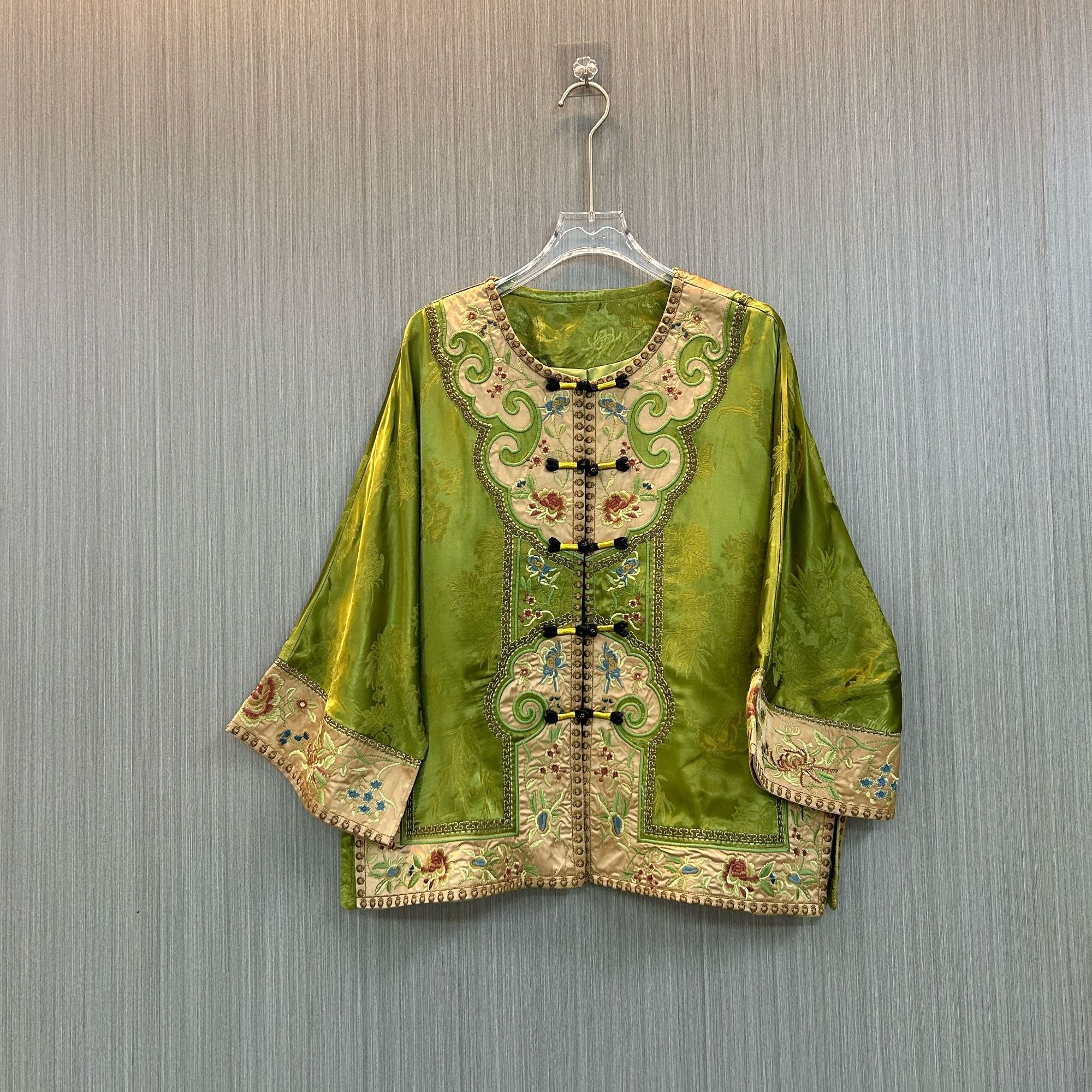 【江楠】正版！新中式醋酸刺绣太太服氅衣高端秋季长袖宽绣禅意上衣