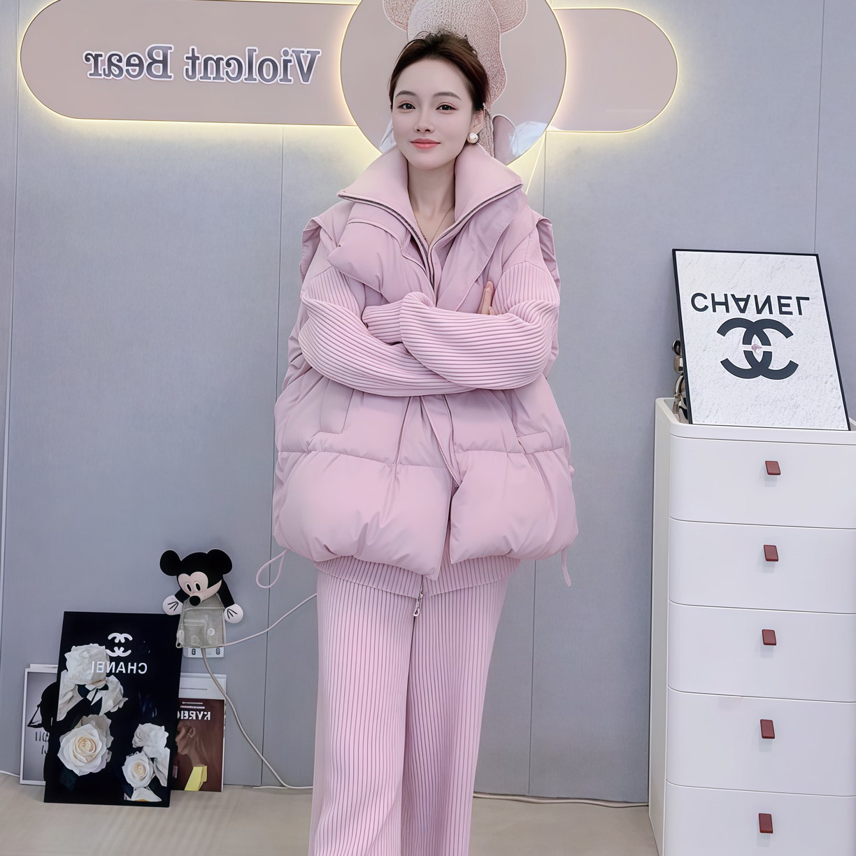 秋冬新款韩版宽松百搭保暖立领马夹背心坎肩外穿显瘦洋气时尚外套