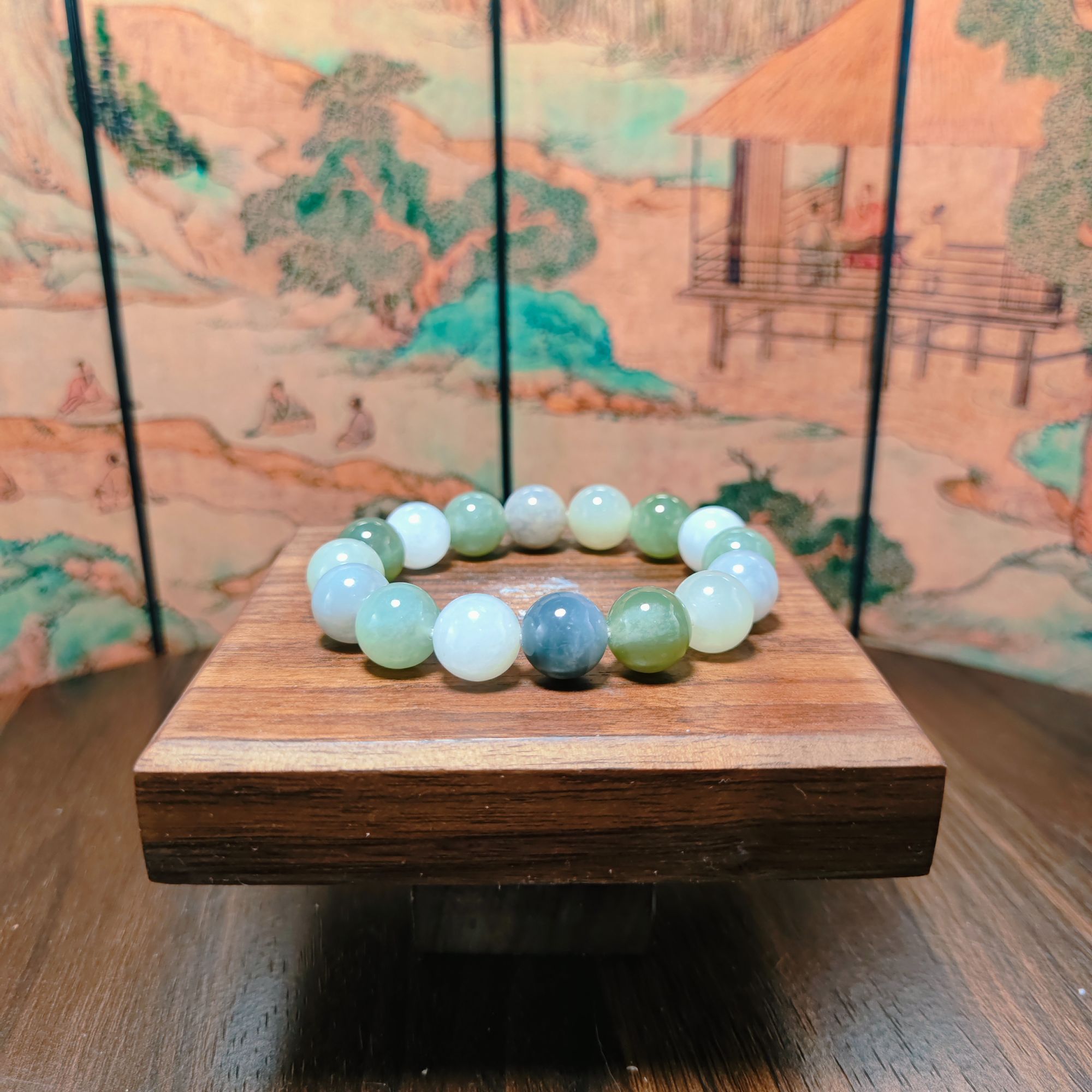 Z和田玉多宝圆珠手串（卡12）0509