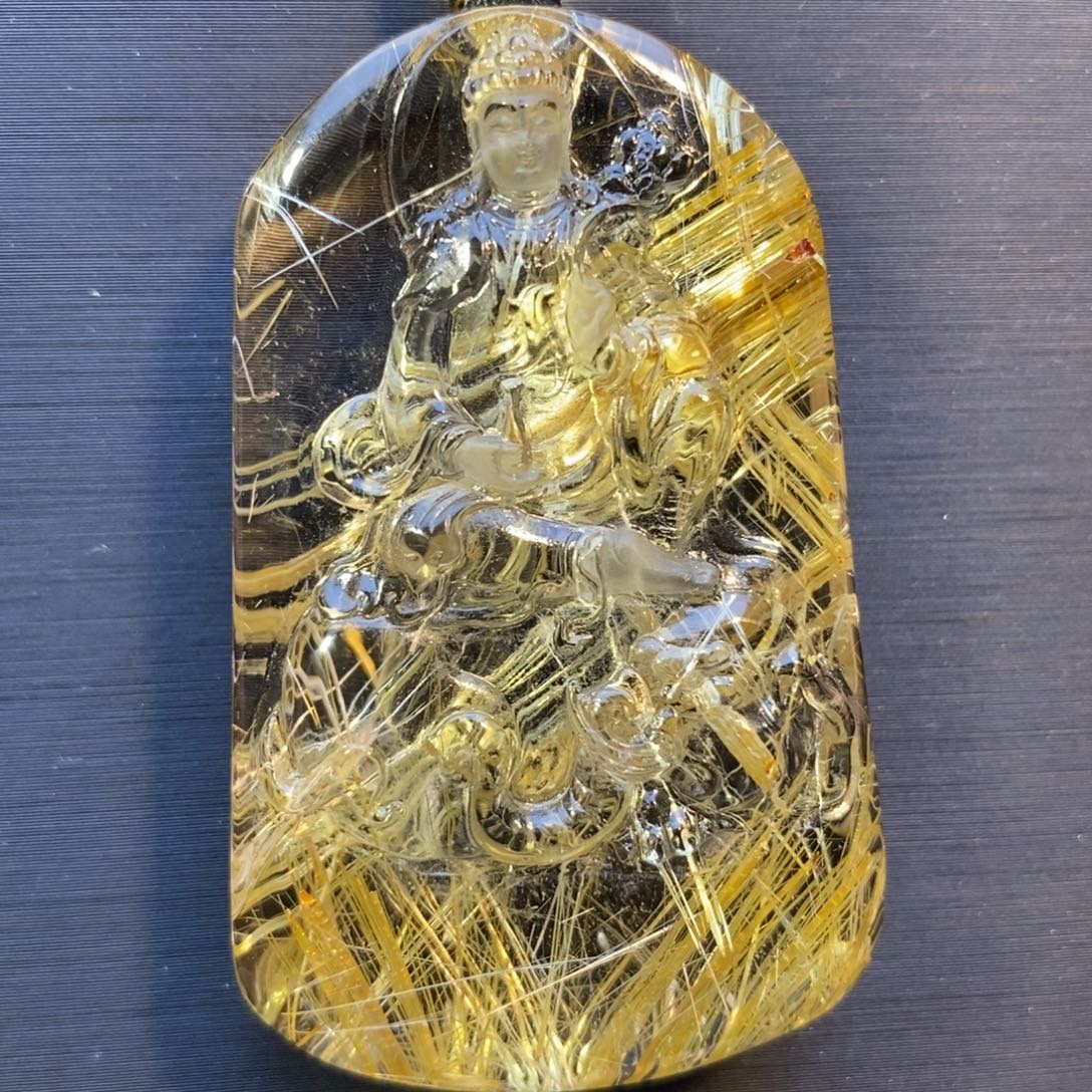 颈饰未镶嵌水晶钛晶普贤菩萨守护神吊坠