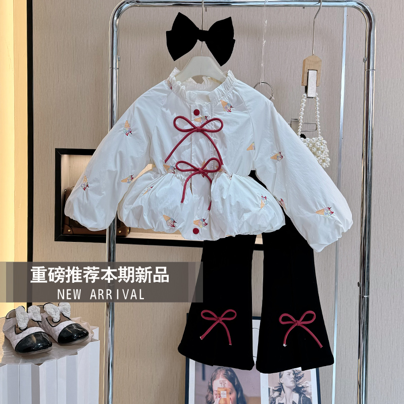 【现货】女童冬装棉服外套2025新款冬季加绒加厚洋气韩版时尚两件套