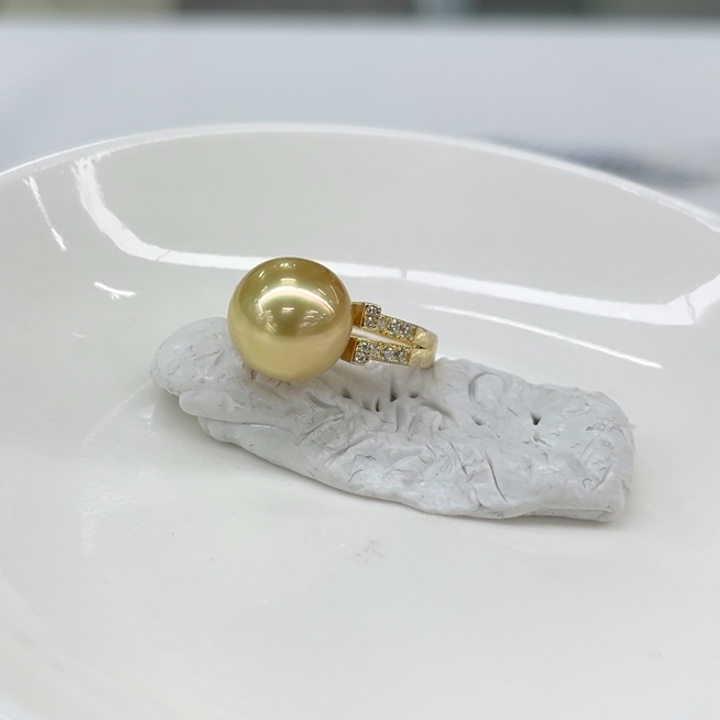 银S925镶嵌戒指海水珍珠10-11mm