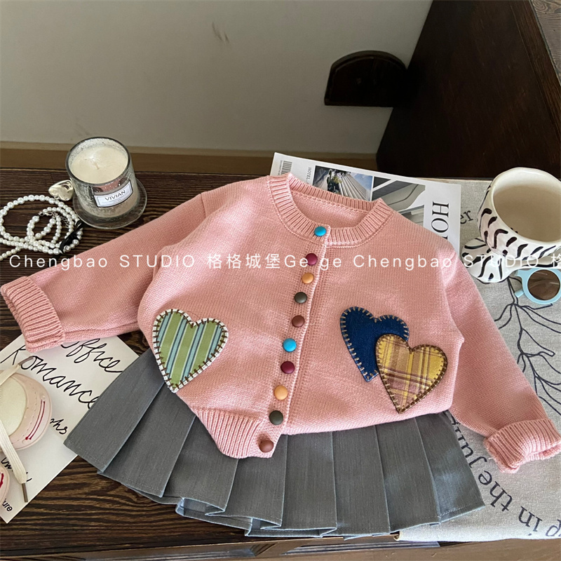 女童春装毛衣套装2025新款韩版童装女宝宝春秋样衣短裙两件套