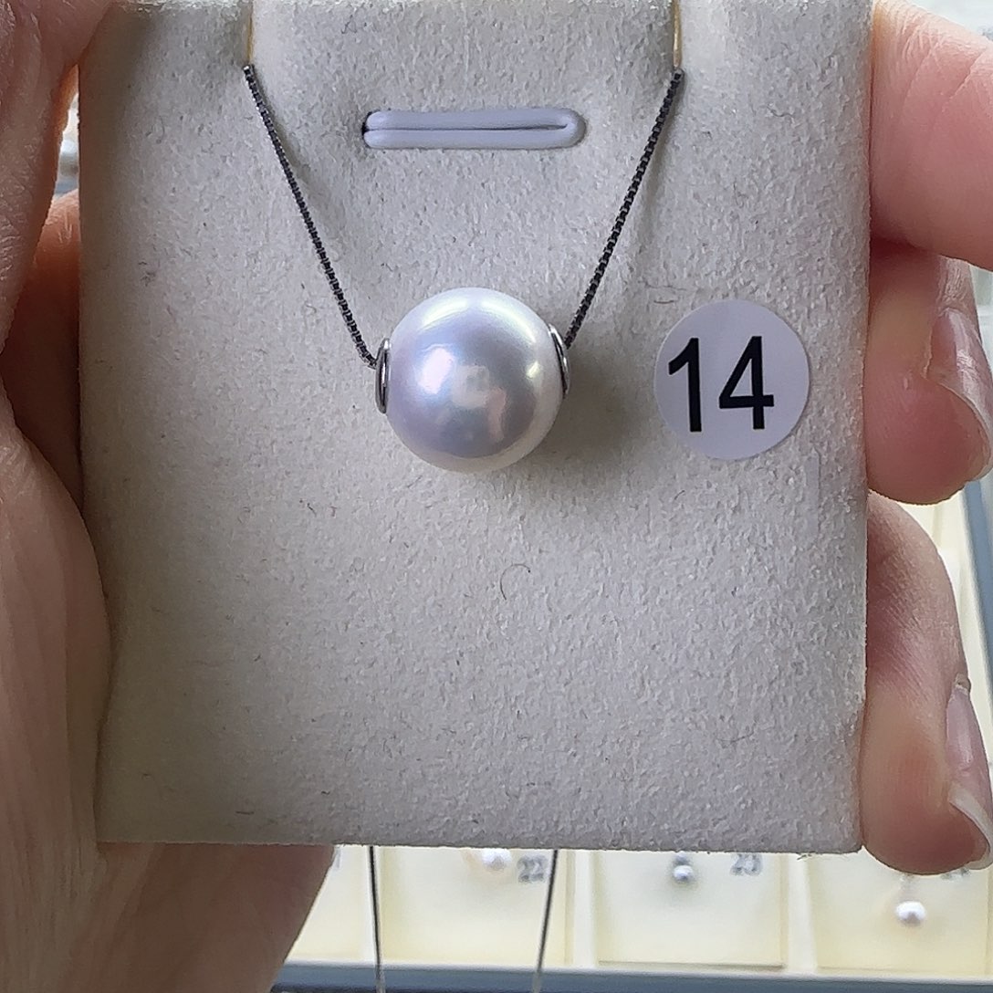 银S925镶嵌淡水珍珠颈饰11～12路路通吊坠