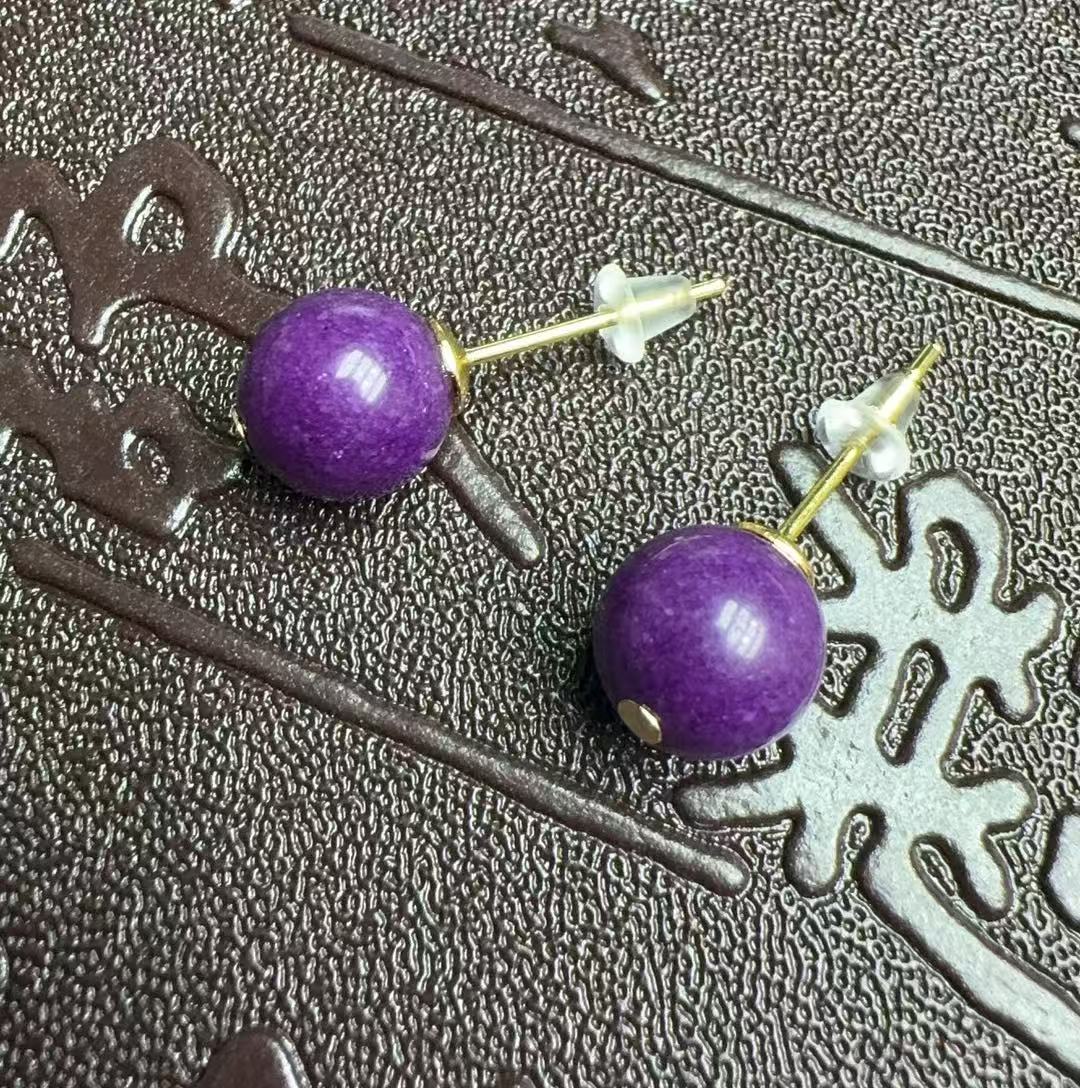 耳饰 帝王紫舒豆豆8mm耳钉简约时尚百搭款