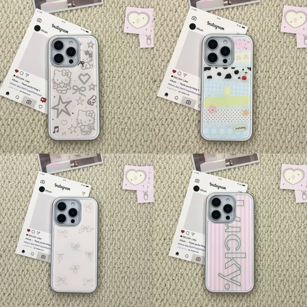 [银边滴胶]kitty 卡通百搭简约手机壳适用于iPhone 16多型号