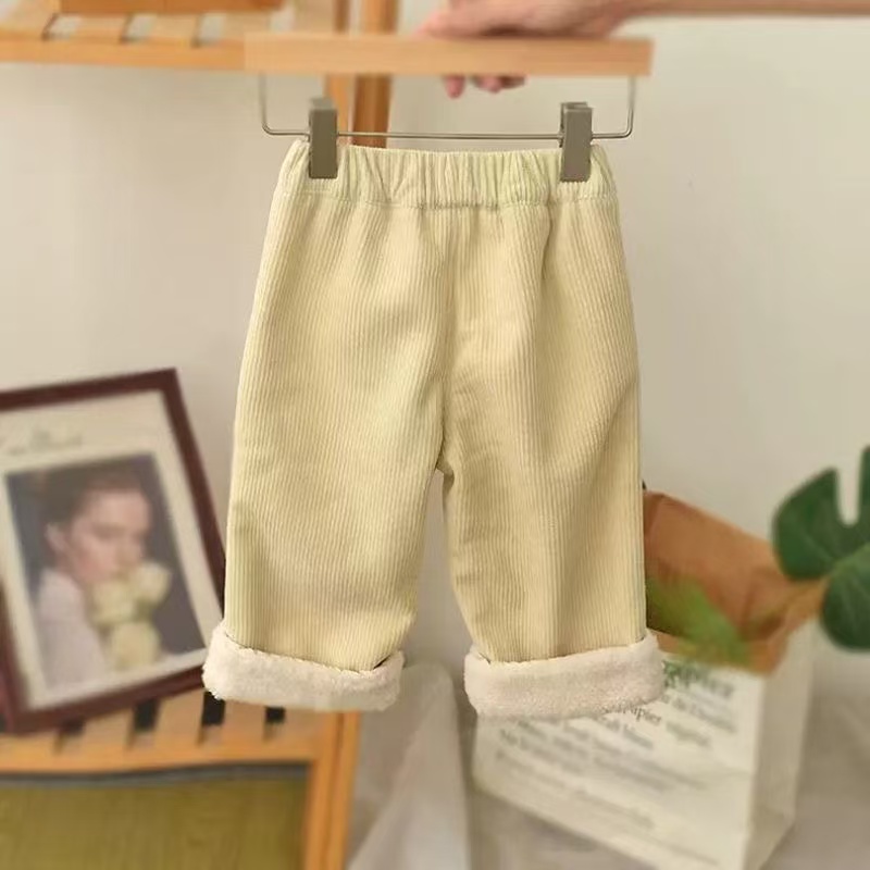 宝宝休闲裤加绒冬装2025新款裤子灯芯绒女童炸街时髦婴儿长裤