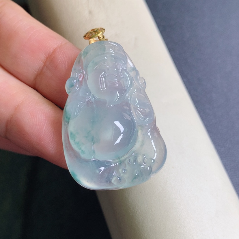 【闪购商品】翡翠颈饰18K金镶嵌财神