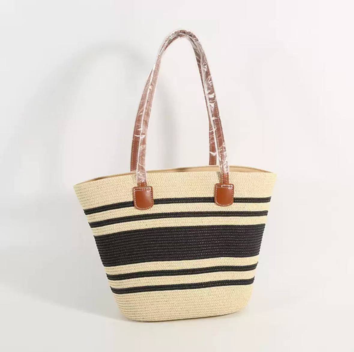 2025年夏季新款棉线拉链款女包通勤大容量手提单肩包度假托特包