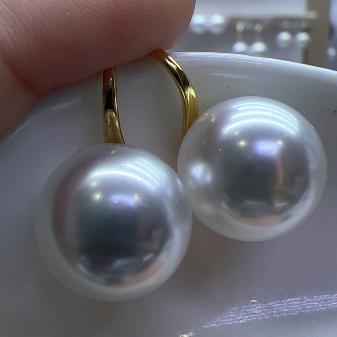 淡水珍珠耳饰18K金镶嵌