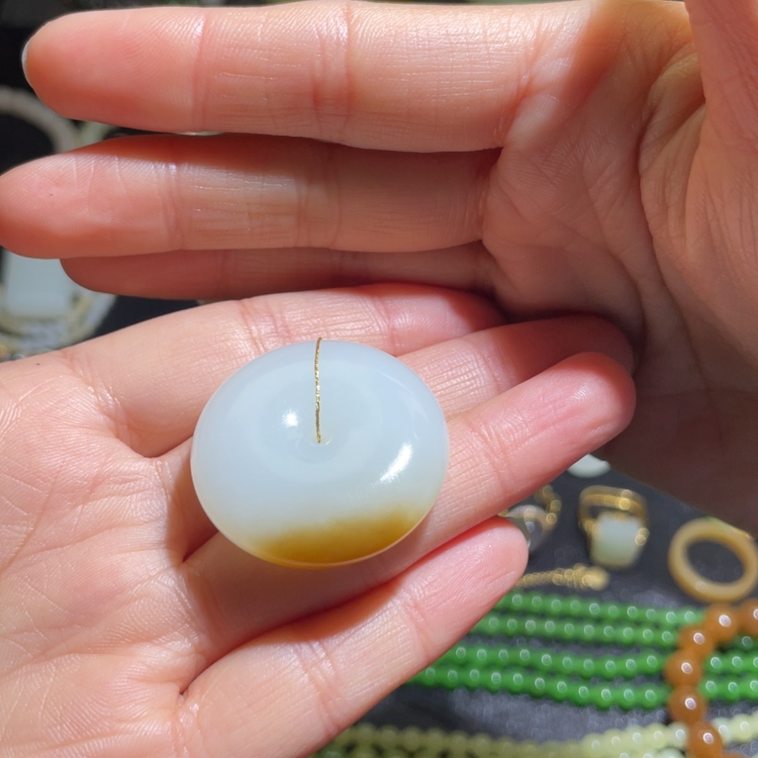 和田玉糖白一口糖平安扣吊坠未镶嵌廿*