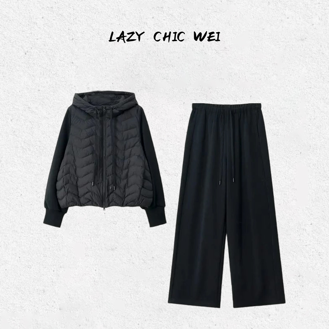 WEI“匈牙利95白金白鹅绒波浪加绒套装”波浪线绗缝保暖25SSW1552