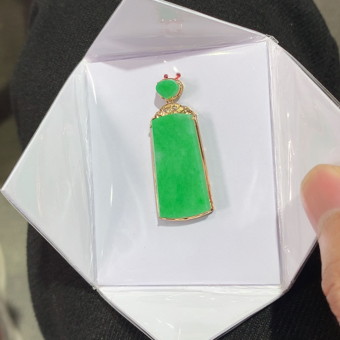 翡翠吊坠(赠链)18K金镶嵌