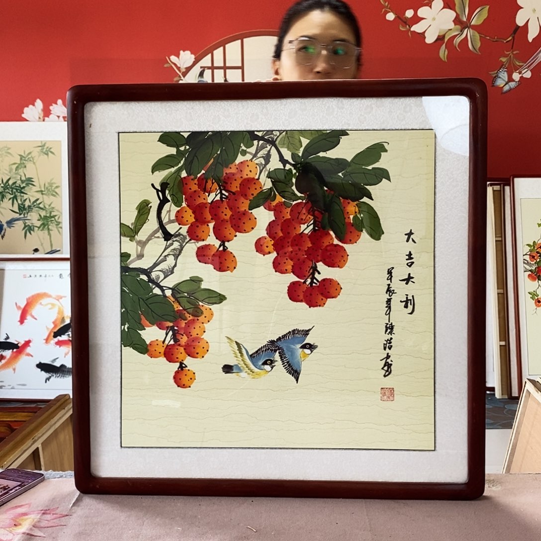 国画手写手绘带框包邮62✖️62国画作品