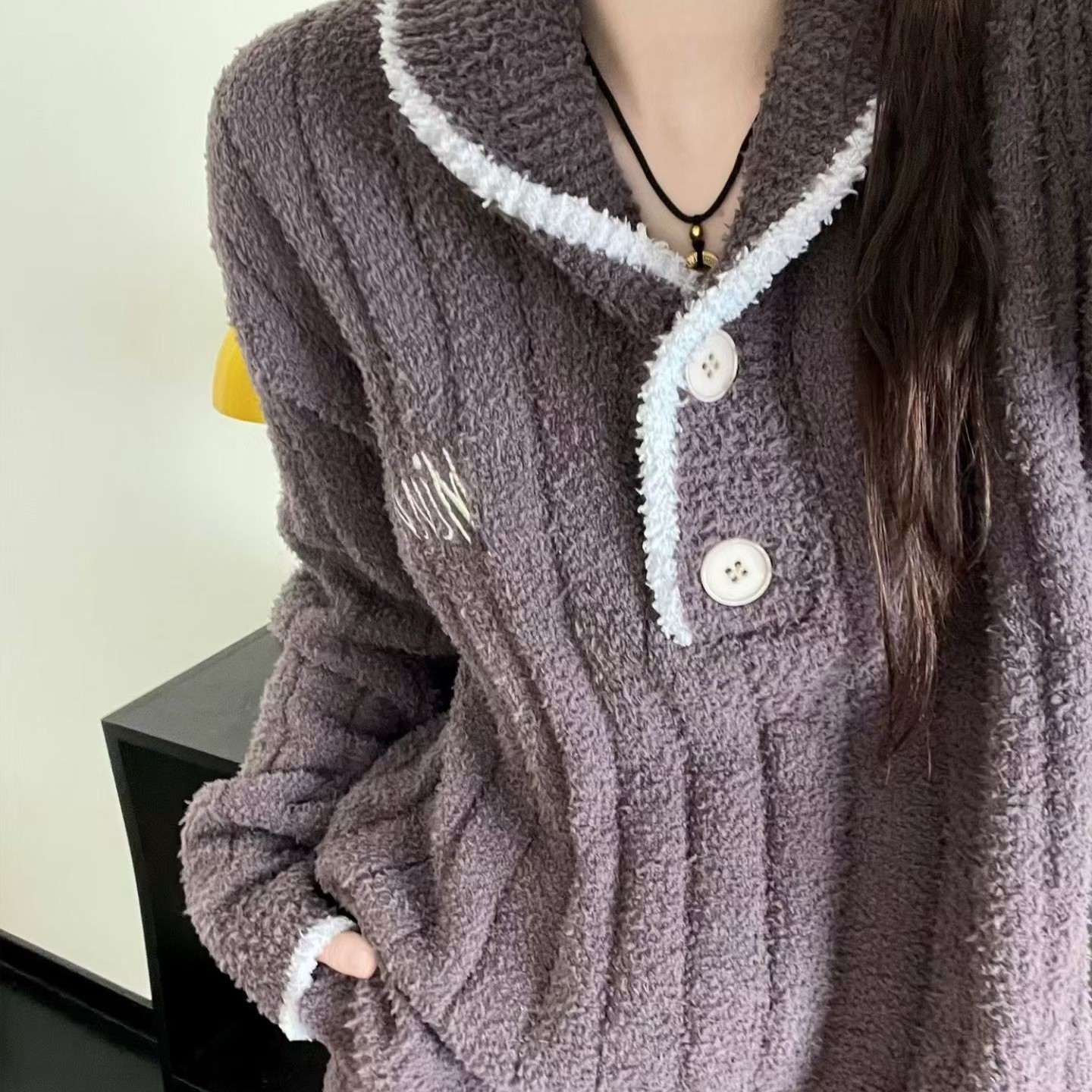 保暖软糯舒服半边绒家居服睡衣外穿