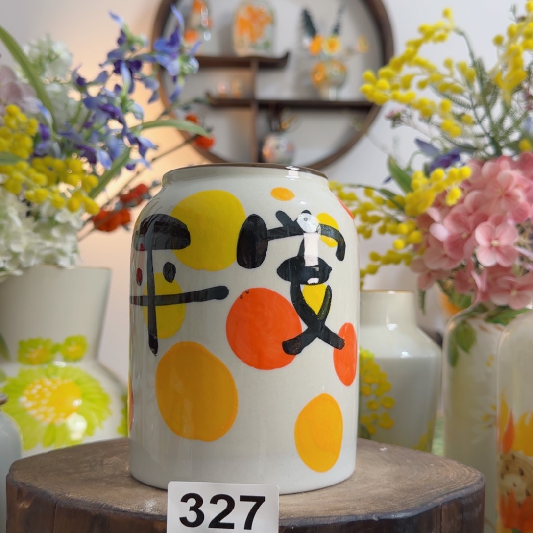 摆件景德镇陶瓷手绘小花瓶摆件无孔