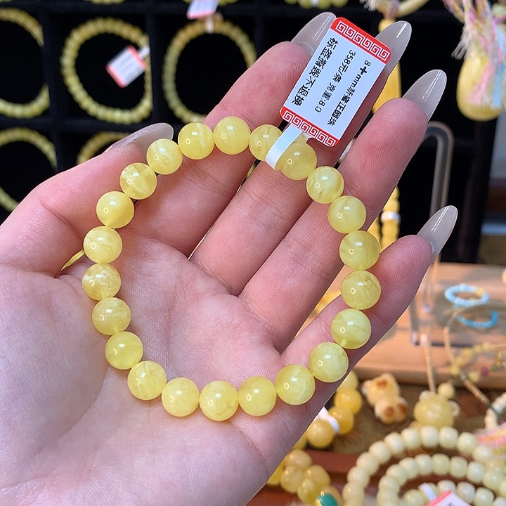 琥珀手链未镶嵌蜜蜡手串圆珠