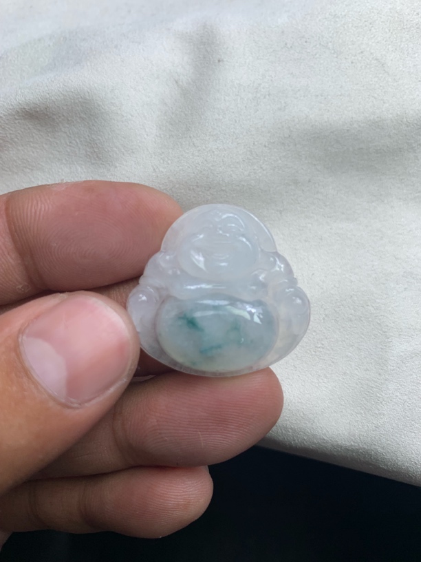 缅甸天然A货翡翠 飘花佛公吊坠 尺寸：28.3-30-6mm