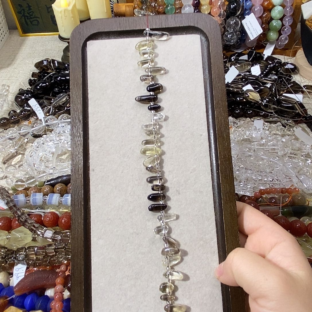 玛瑙/玉髓散珠渐变茶晶牙