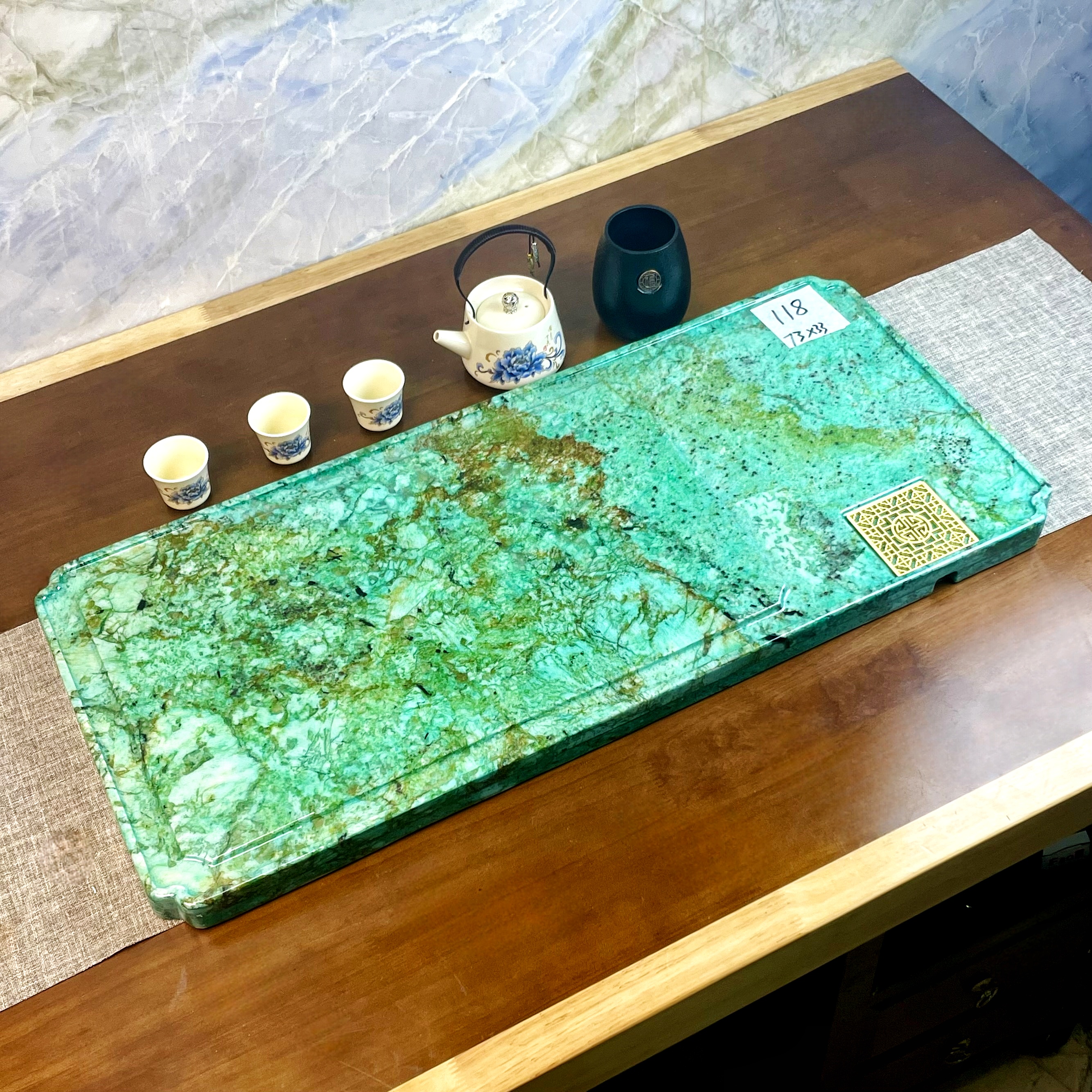 118号亚马逊绿（73*33）天然奢石茶盘 （2680包邮优惠联系客服）